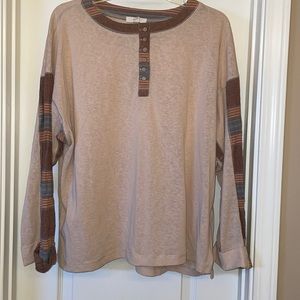 Beige Henley long sleeved shirt